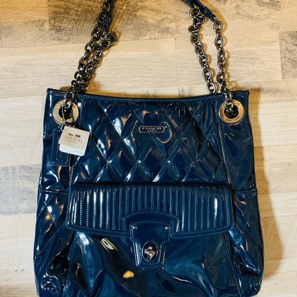 🆕 Coach | Cobalt Liquid Gloss Tote - Picture 1 of 14
